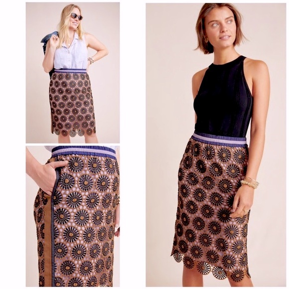 New with Tags Anthropologie Current Air Loire Lace Scalloped Hem Pencil Skirt XS - Picture 1 of 9